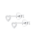 Open Heart Stud Earrings in Sterling Silver