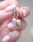 Ghost Pearl Huggie Earrings in Sterling Silver