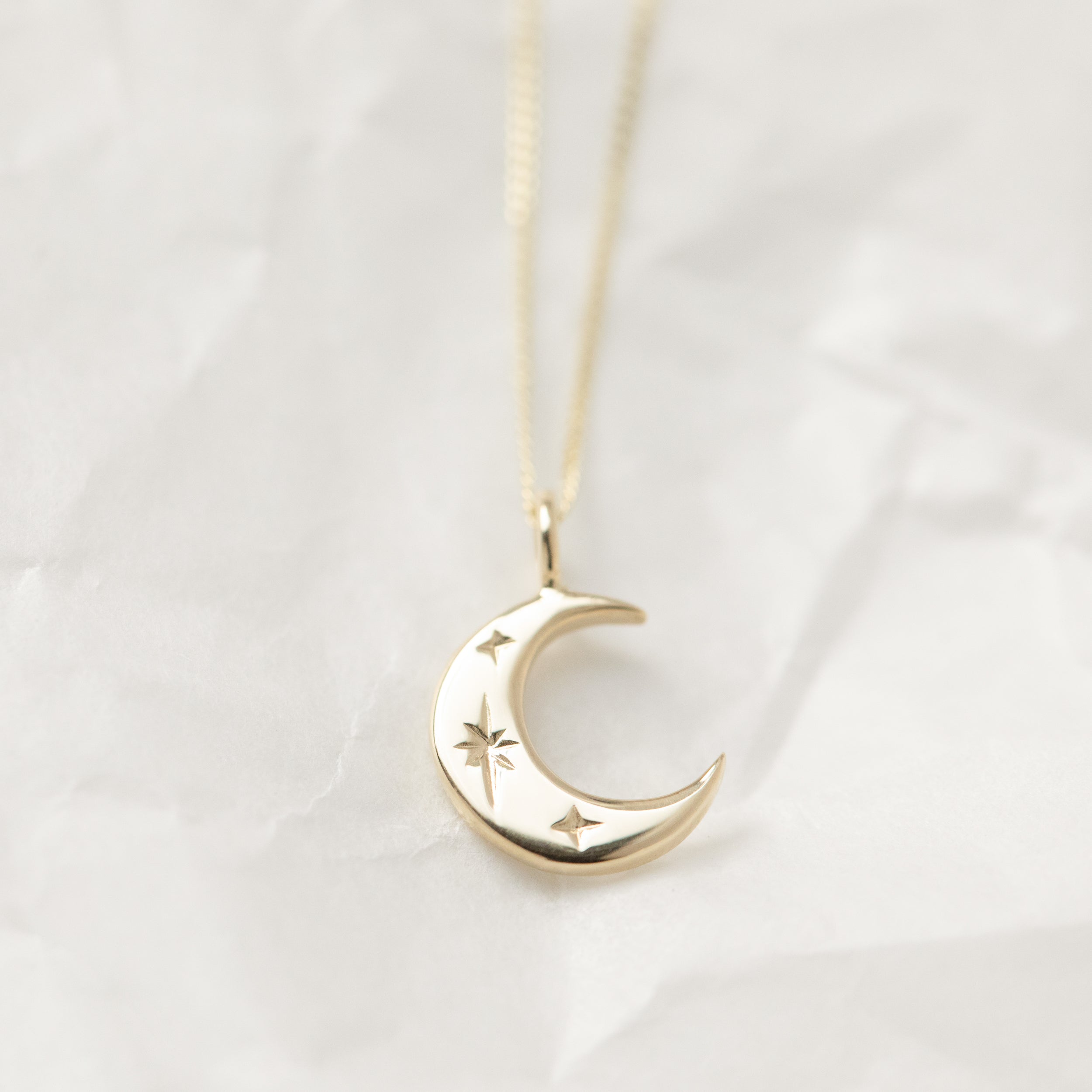 Crescent Moon Necklace – Silver and Ivy
