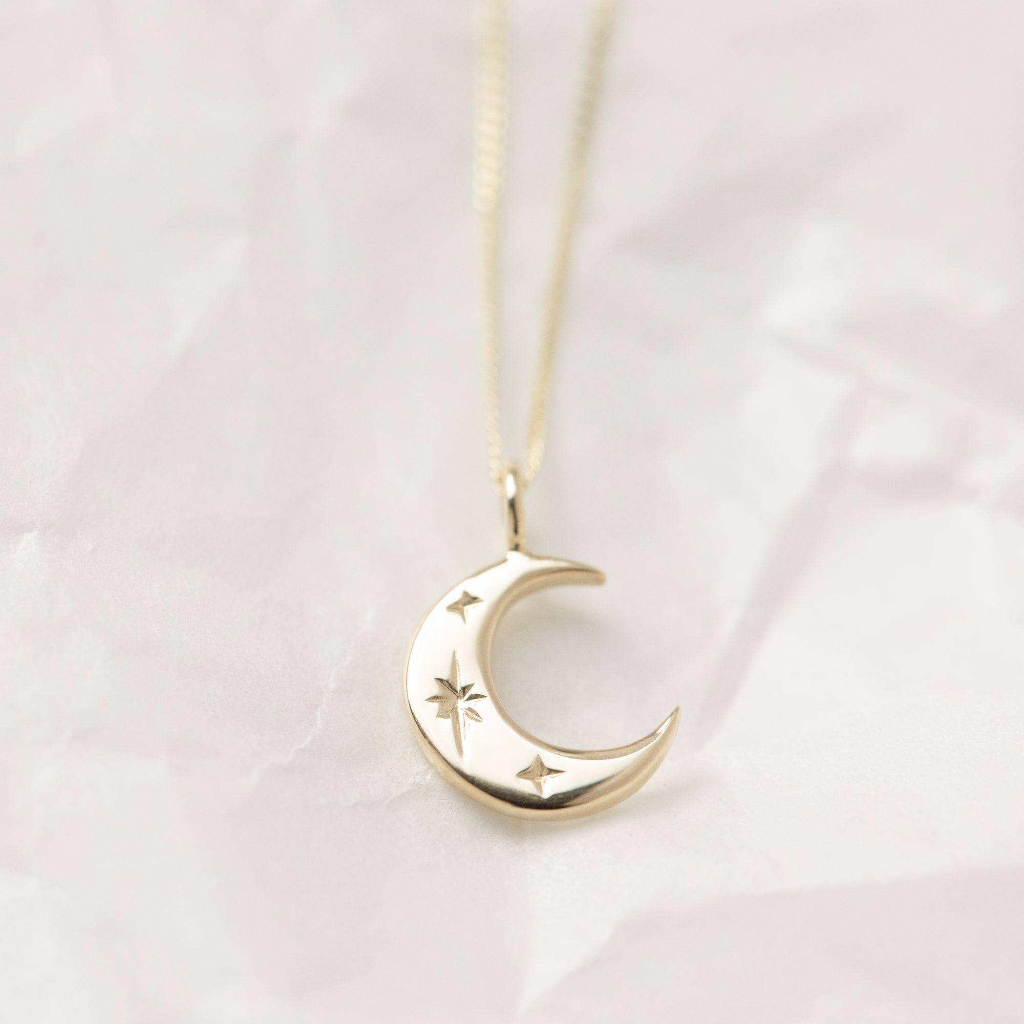 Crescent Moon Necklace in Solid 9ct Gold