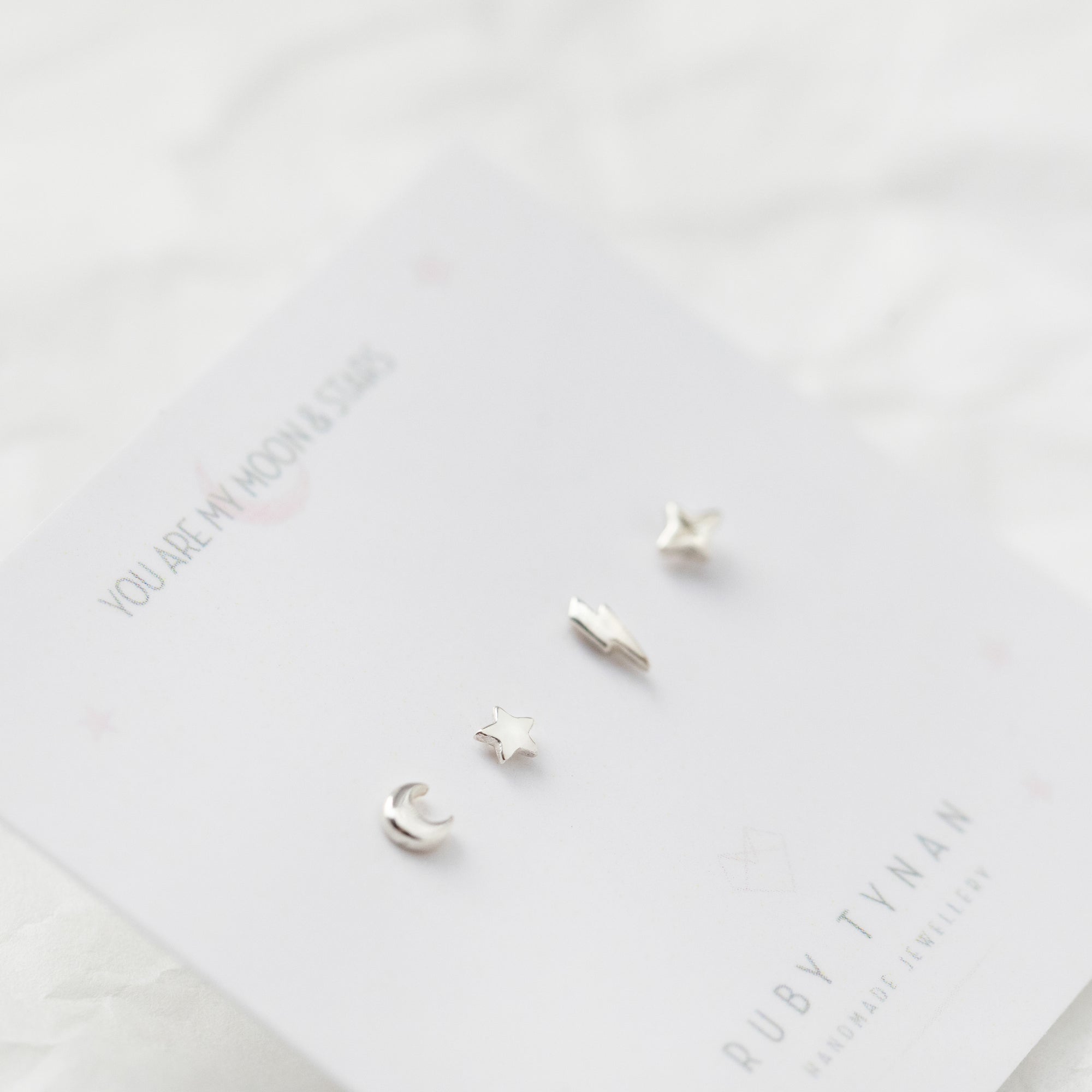 Tiny 9ct Gold Celestial Stud Earrings