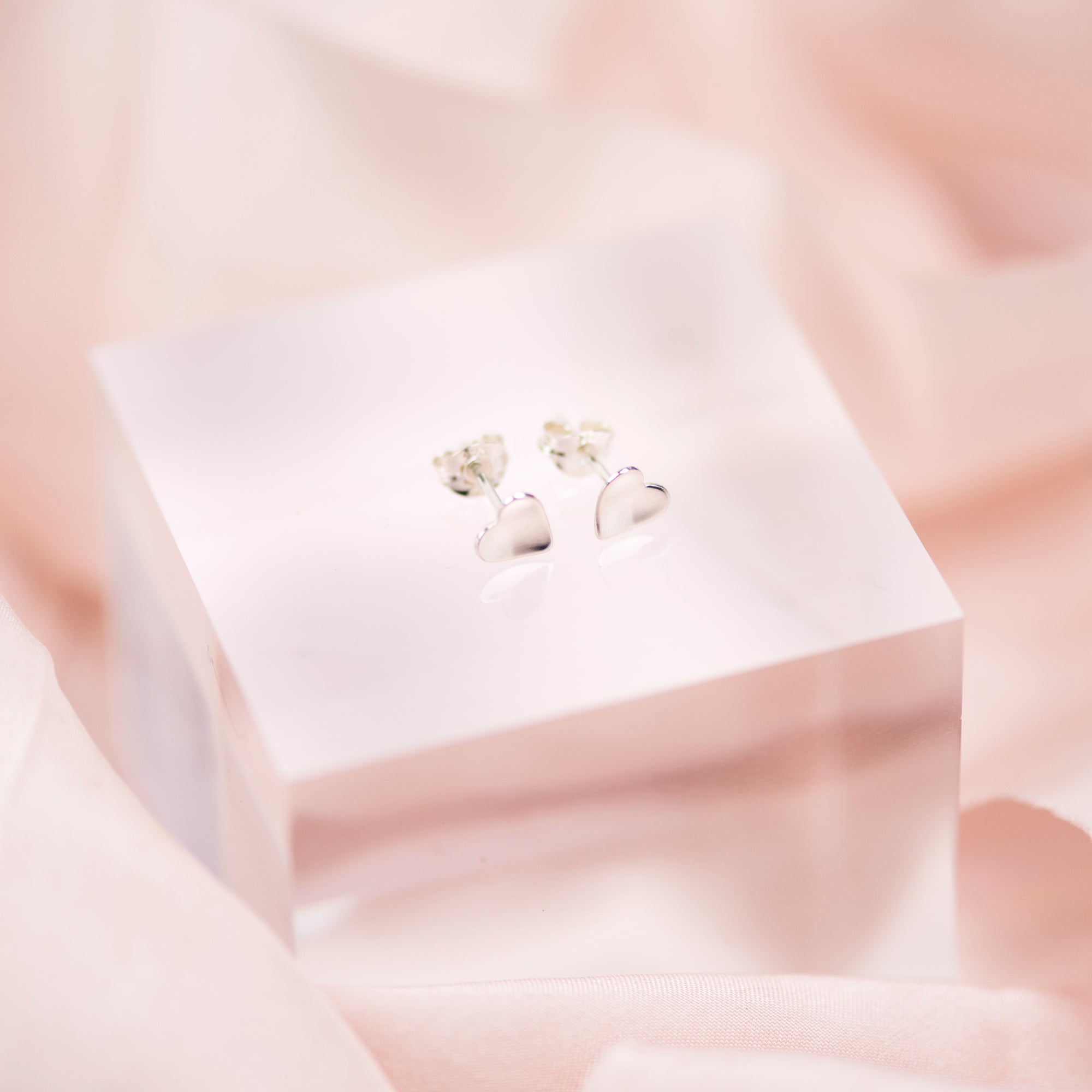 Sterling Silver Concave Heart Stud Earrings