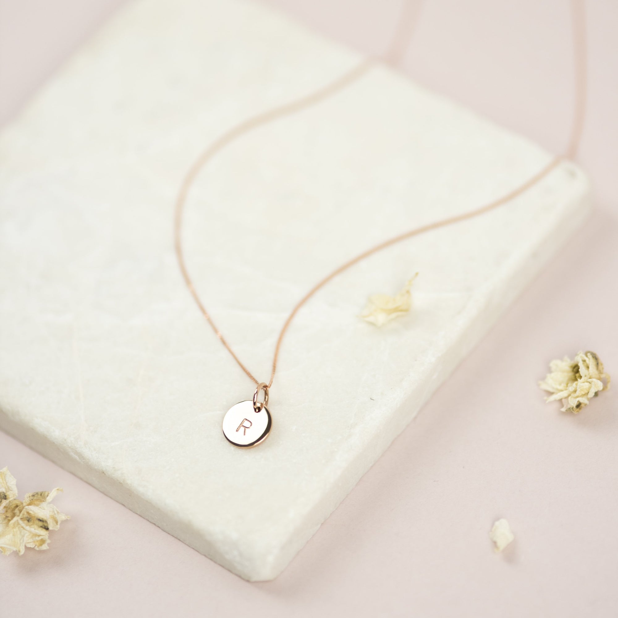 Solid Rose Gold Initial Necklace