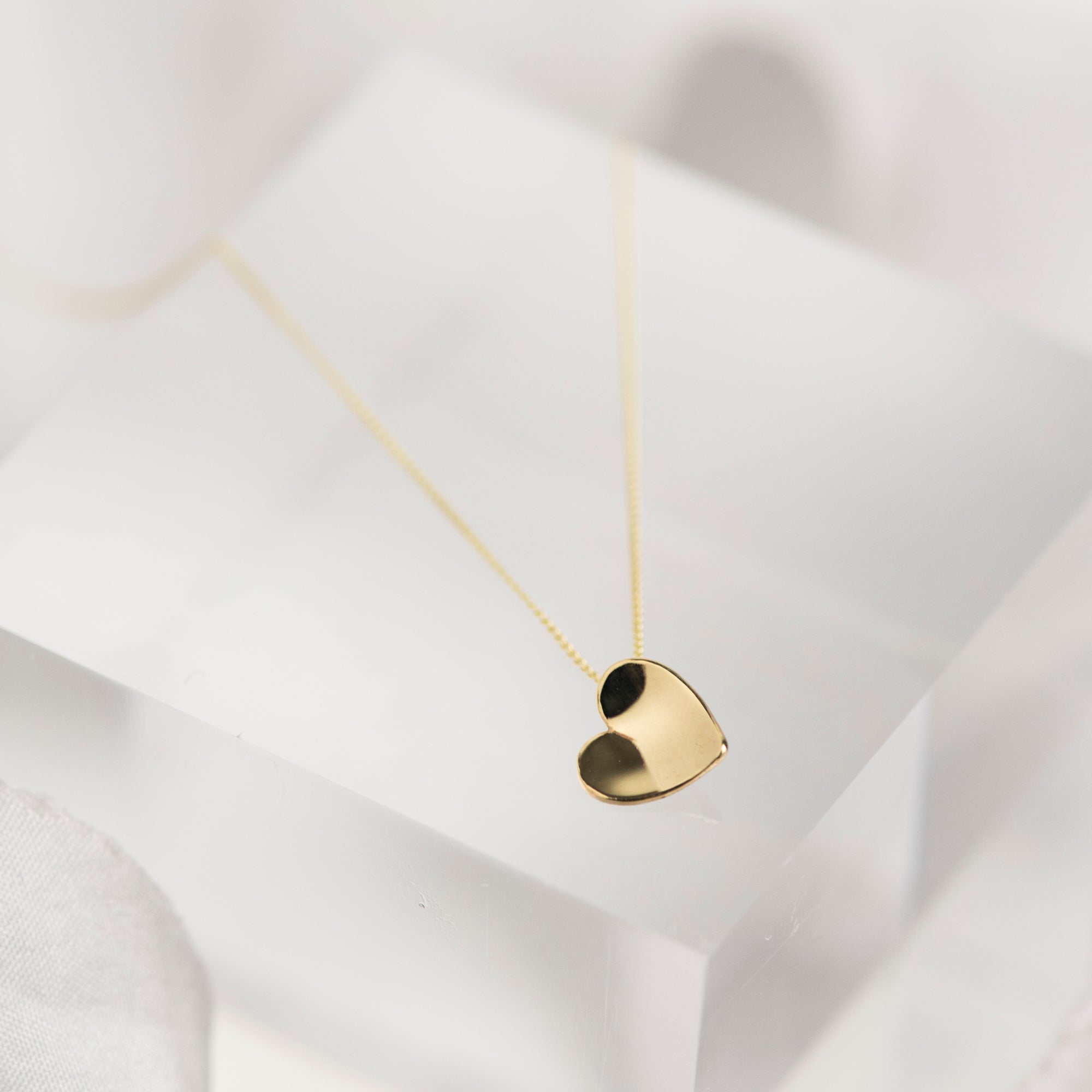 Solid Yellow Gold Heart Necklace