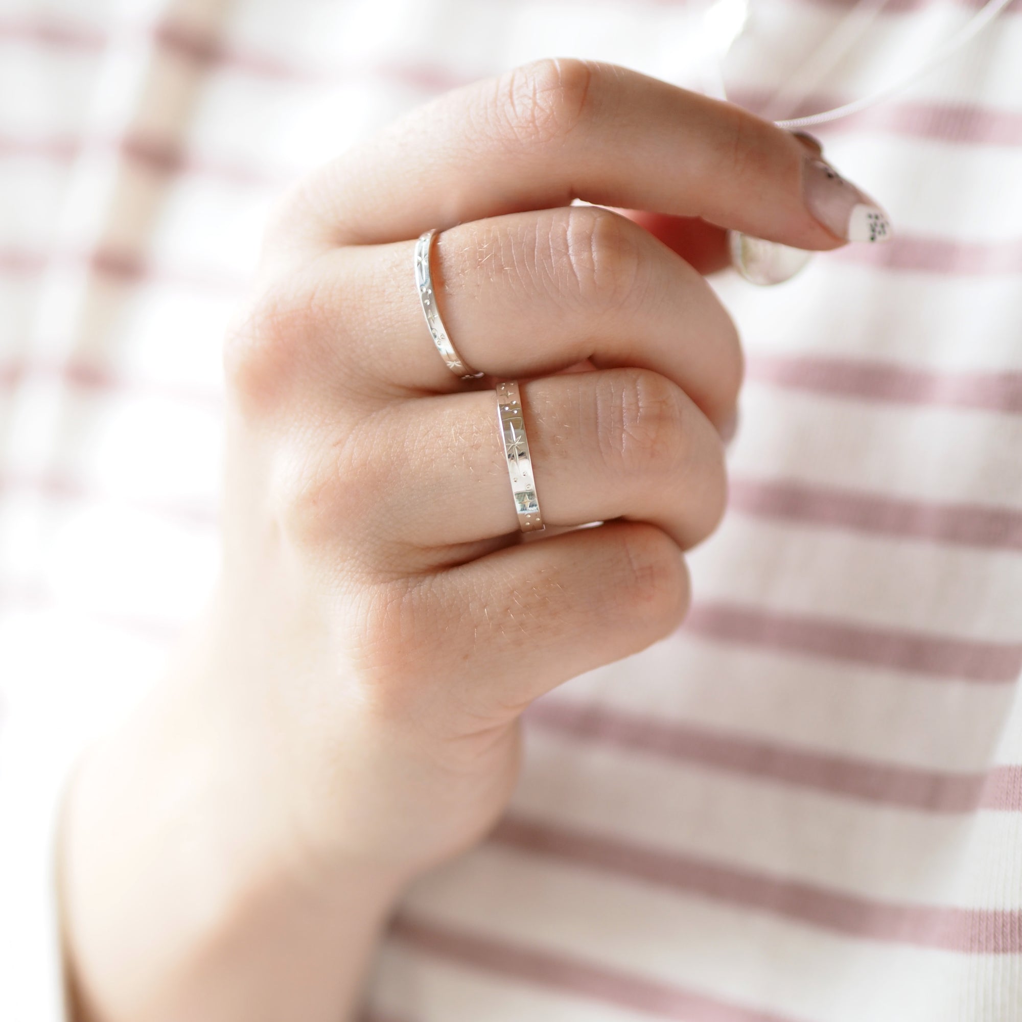 Hand Engraved Star Constellation Ring in Sterling Silver - Ready to Ship